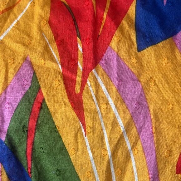 Marc New York Ruffled Short Sleeve Colorful Tropical Top Size Small - Picture 10 of 14